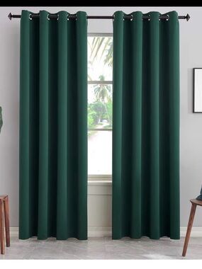 Dark Green Blackout Curtain Panel Set 52 X 95